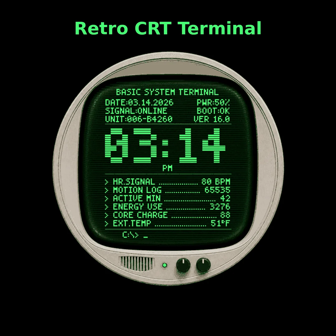Warm Boot Terminal active display showing large time and diagnostic readout